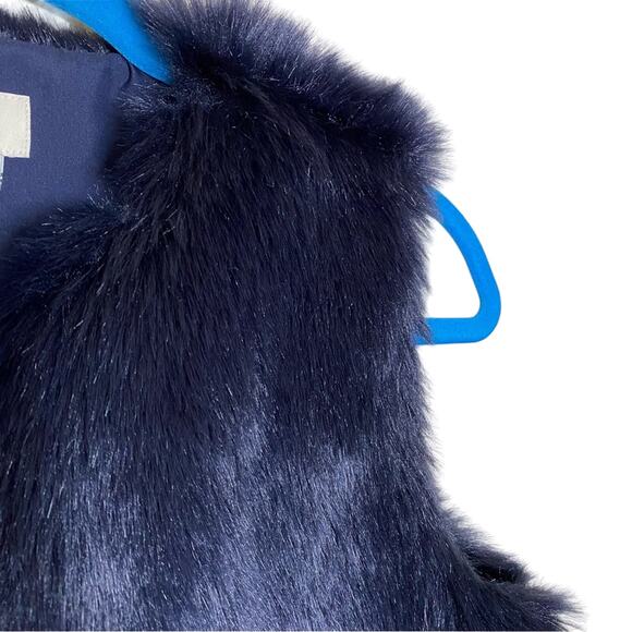 A New Day Women's Size Small Navy Blue Fuzzy Furry Open Vest - Picture 2 of 6